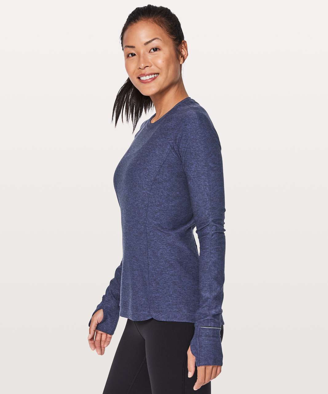 Lululemon Runderful Long Sleeve - Heathered Stony Grape / Black