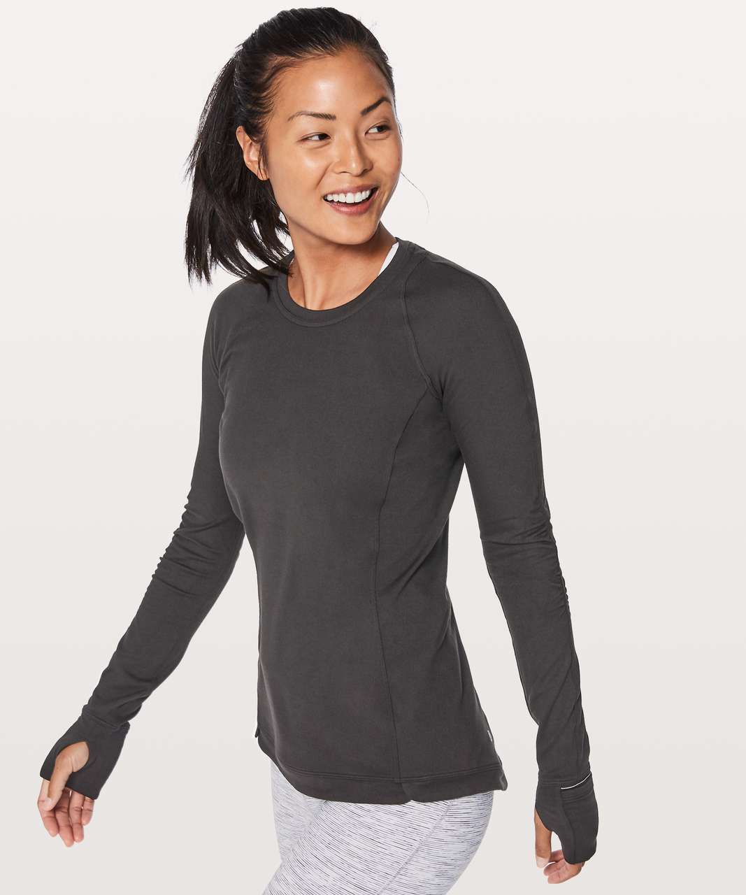 Buy the Lululemon Black Long Sleeved Crewneck Top WM Size 12