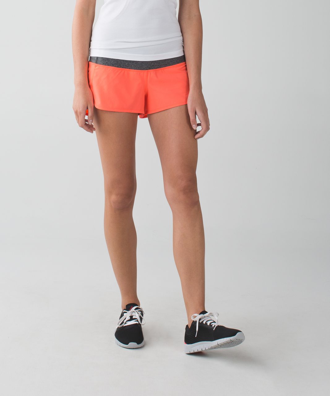 Lululemon Run:  Speed Short *Block-It Pocket - Grapefruit / Heathered Black