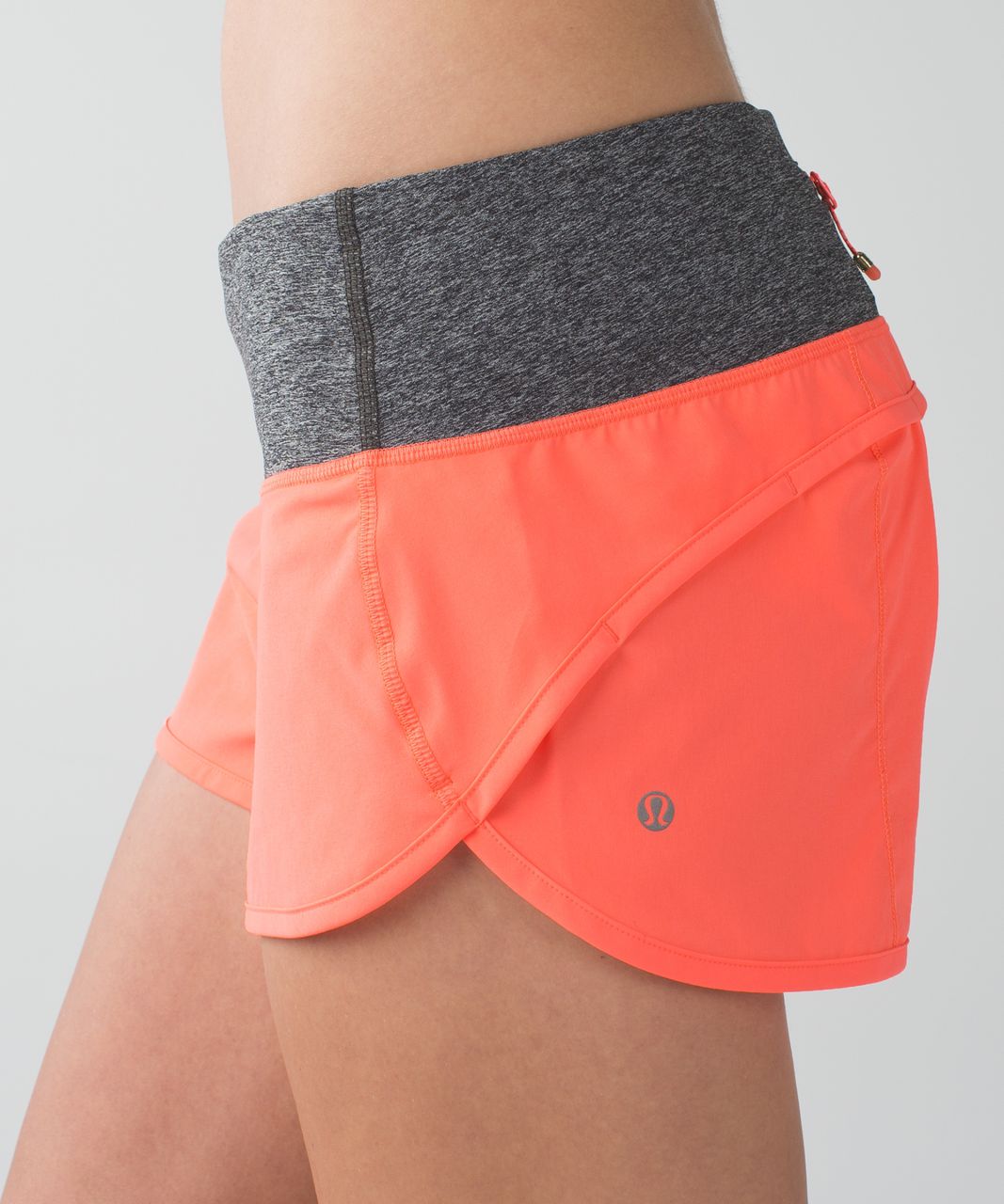 Lululemon Run:  Speed Short *Block-It Pocket - Grapefruit / Heathered Black