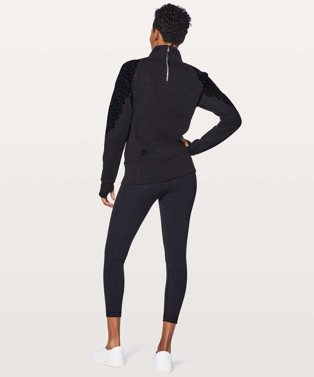 Lululemon Floral Flock Pullover - Black - lulu fanatics