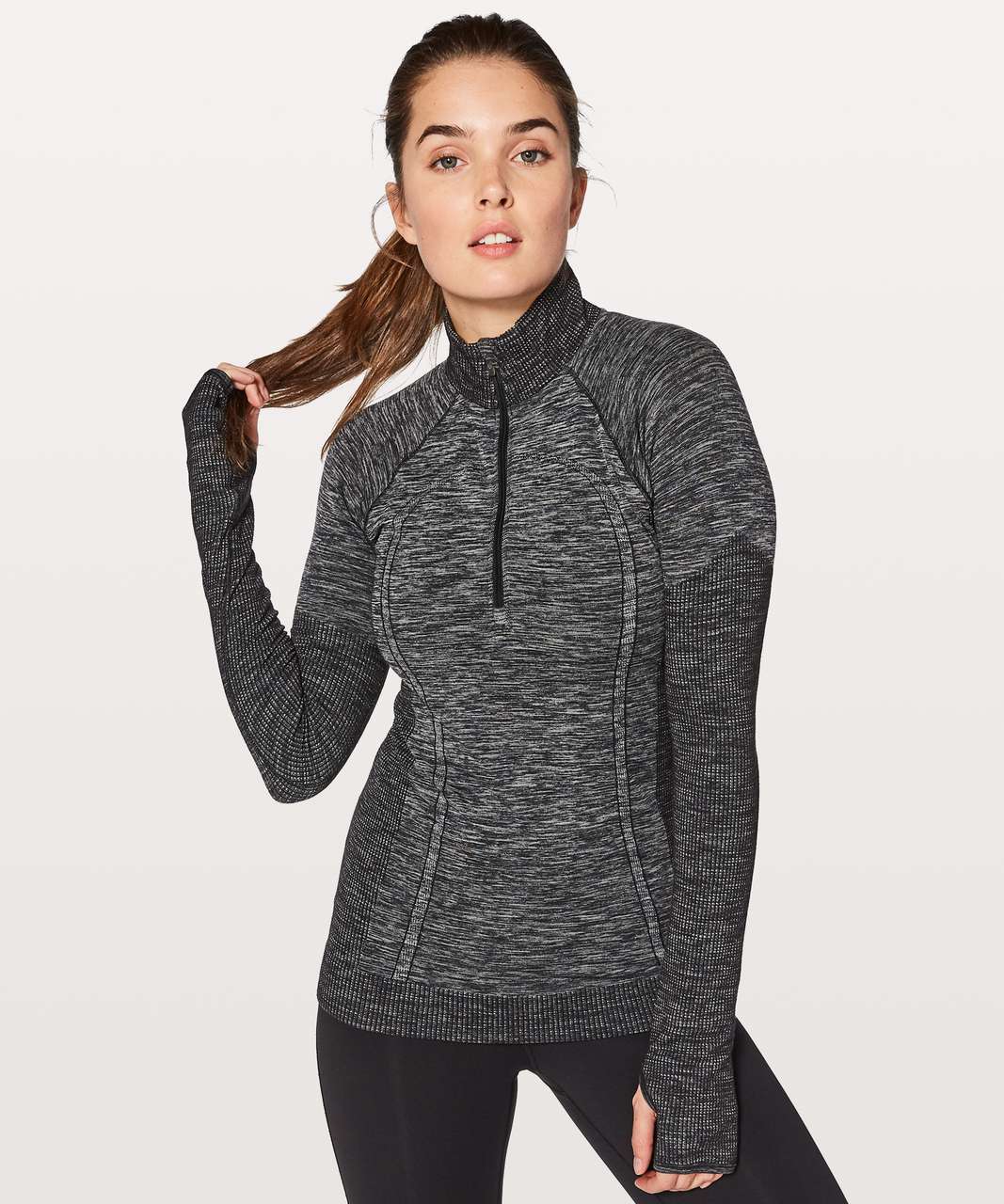 Lululemon Swiftly Wool 1/2 Zip - Black / White