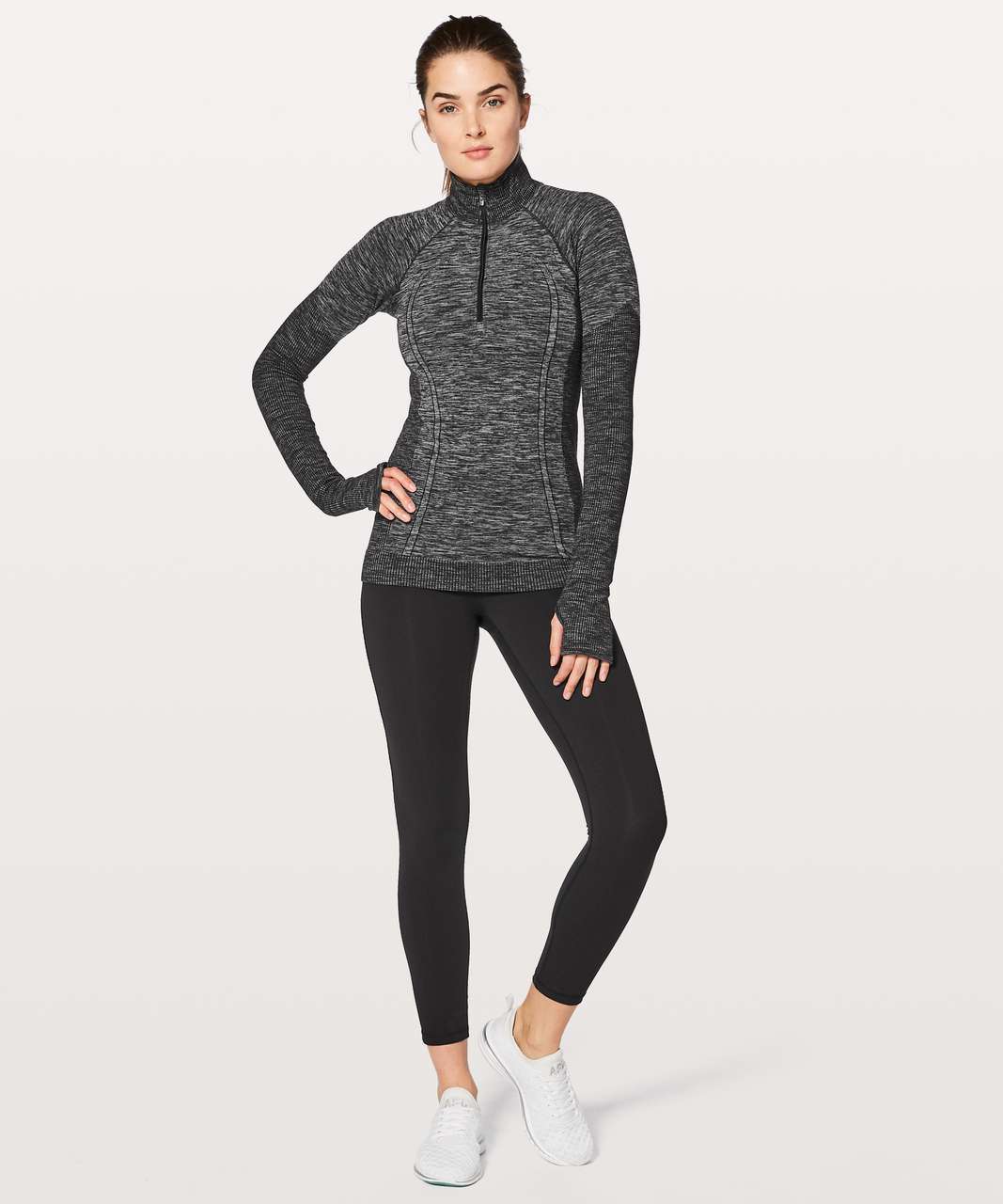 Lululemon Swiftly Wool 1/2 Zip - Black / White