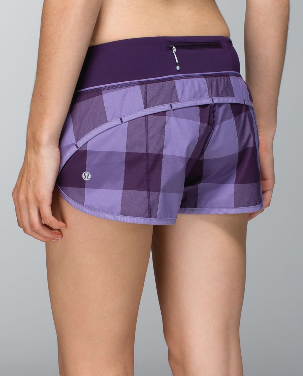 Lululemon Run:  Speed Short *2-way Stretch - Gros Gingham Reflective Swift Deep Zinfandel / Winter Orchid / Deep Zinfandel