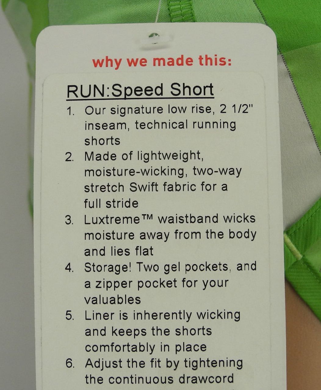 Lululemon Run:  Speed Short - Gros Gingham Frond / Frond