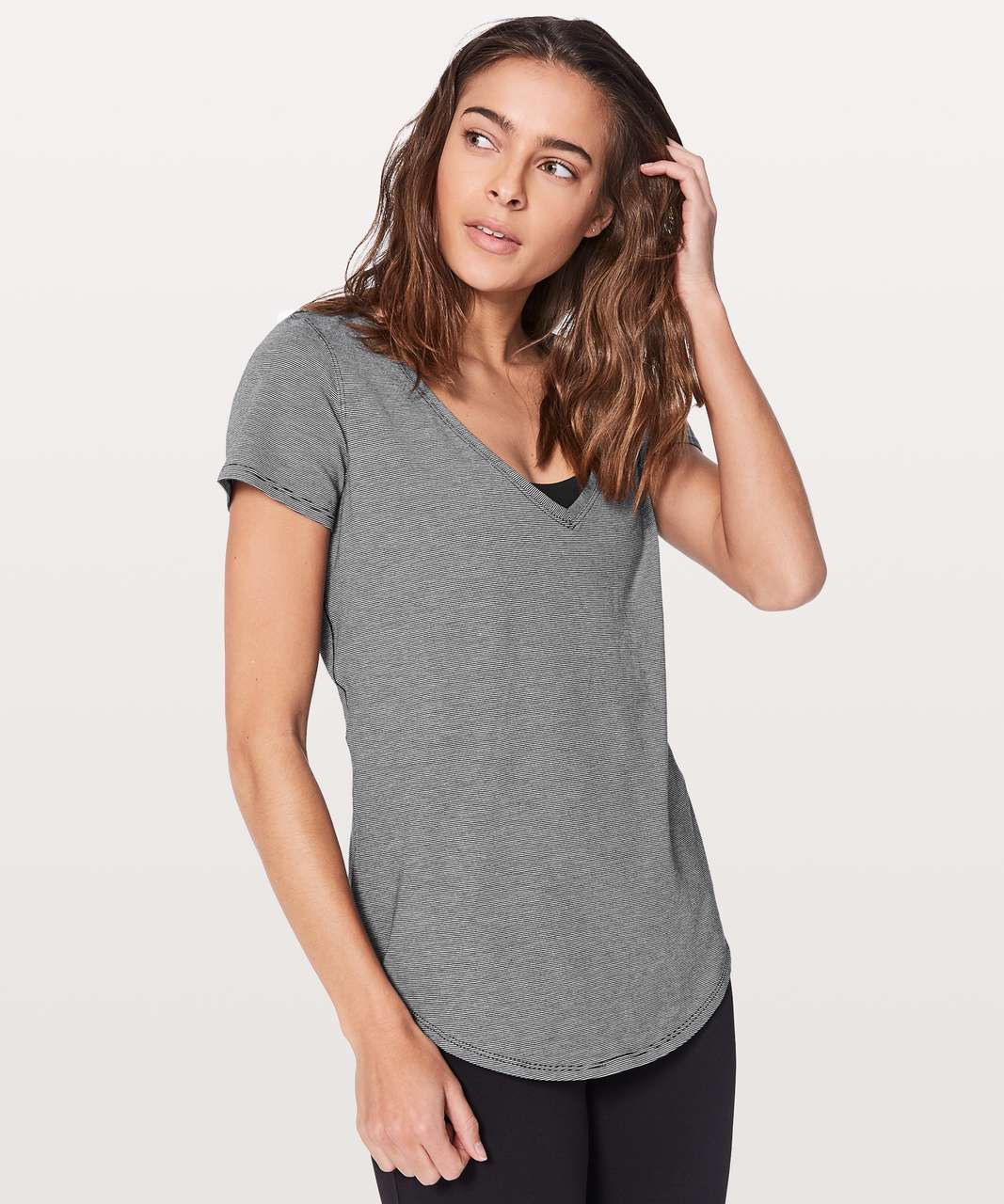 Lululemon Love Tee V - Wee Stripe Black White