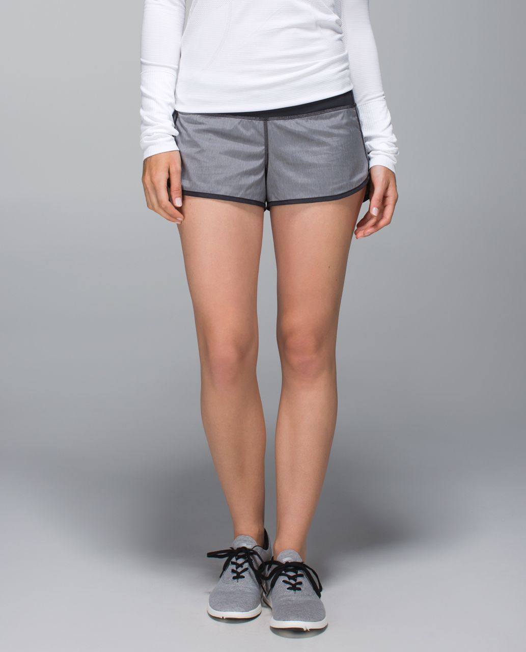 Lululemon Run:  Speed Short *4-way Stretch - Heathered Slate / Deep Coal