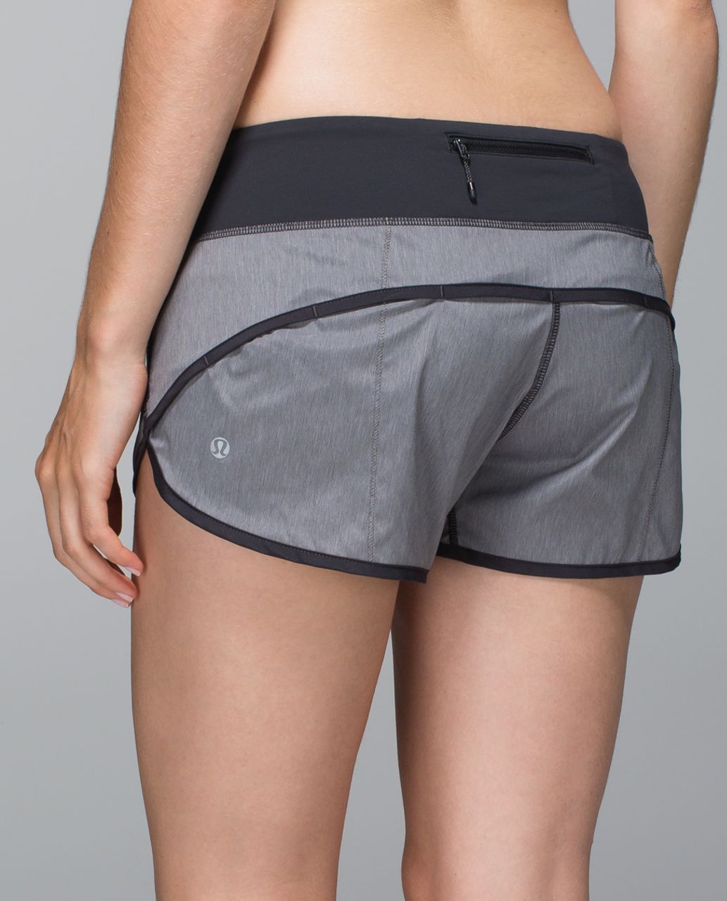 Lululemon Run:  Speed Short *4-way Stretch - Heathered Slate / Deep Coal