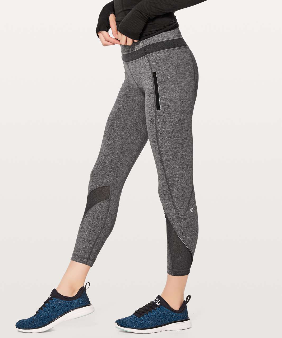 Lululemon Inspire Tight II in Heathered Grey / Black, size 6