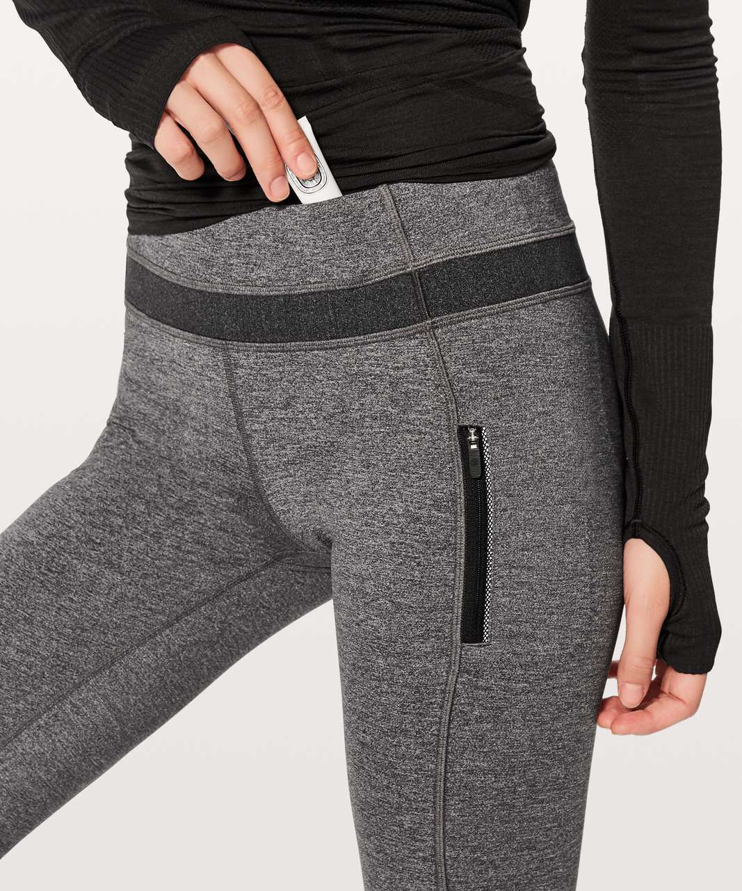 Lululemon Inspire Tight II - Heathered Black / Black - lulu fanatics