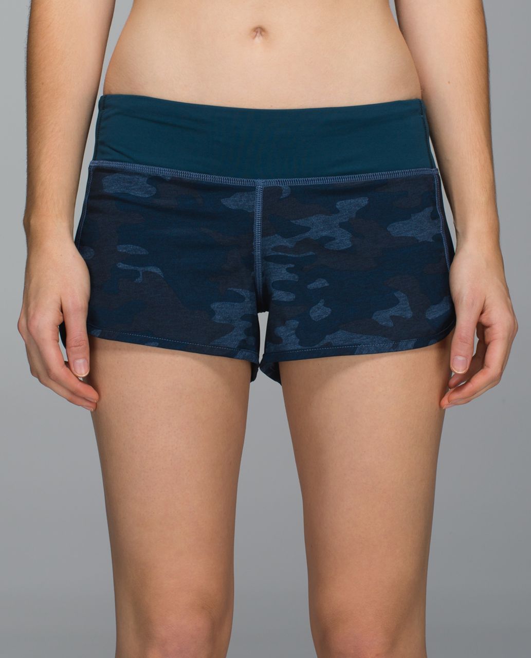 Lululemon Run:  Speed Short *4-way Stretch - Heathered Texture Lotus Camo Oil Slick Blue / Alberta Lake