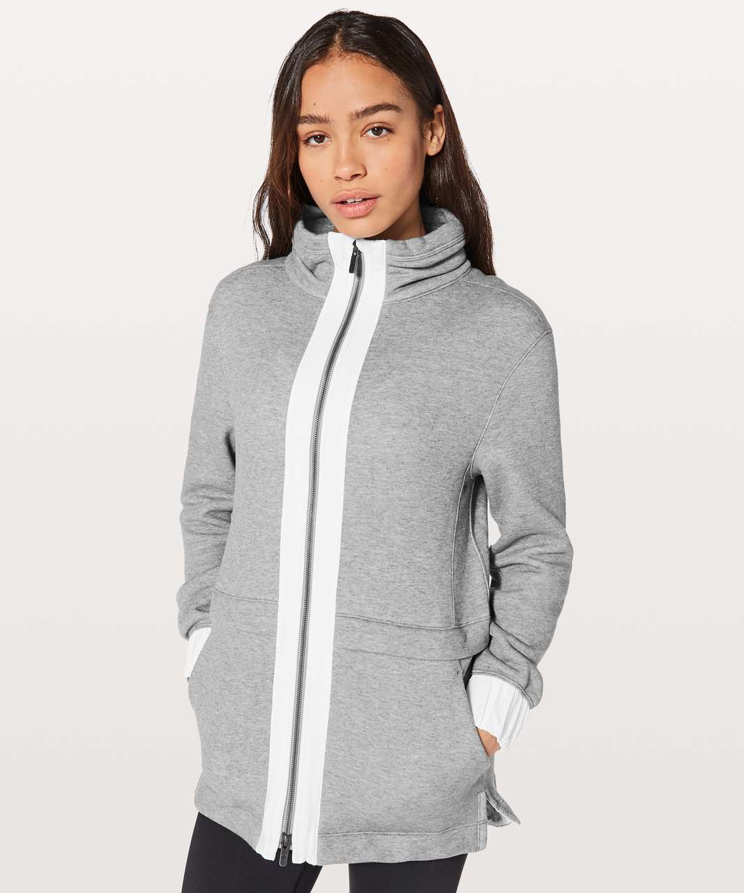 Lululemon Light As Warmth Jacket - Heathered Medium Grey / White