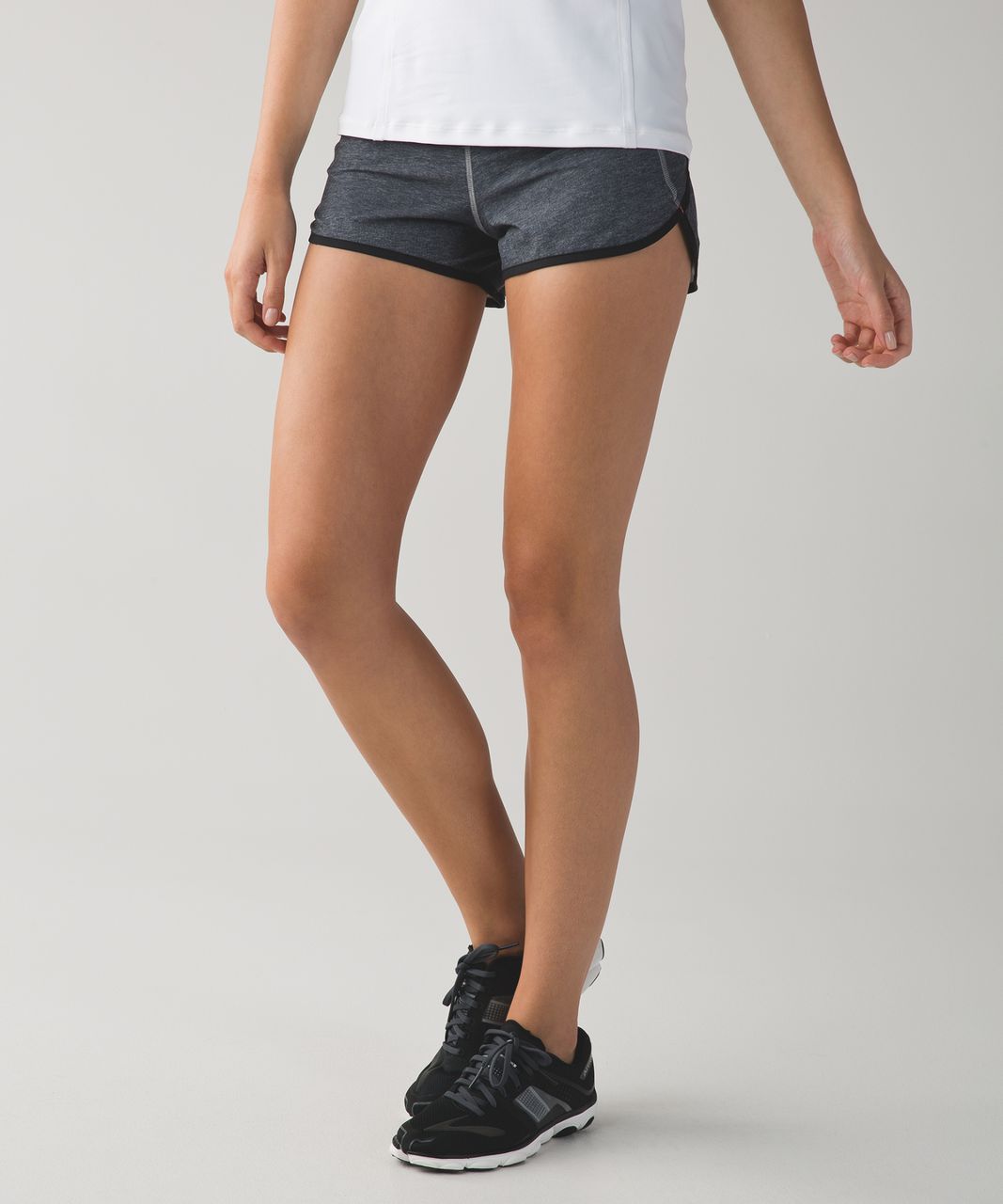 Lululemon Speed Short *4-way Stretch 2.5" - Heathered Texture Printed Greyt Deep Coal / Black / Classic Stripe White Black