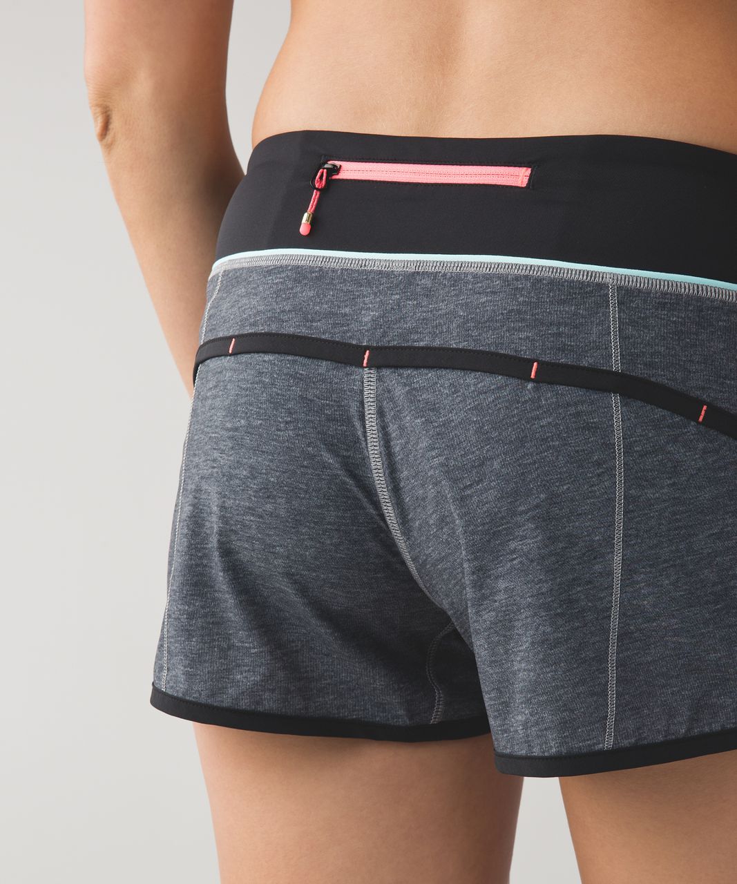 Lululemon Speed Short *4-way Stretch 2.5" - Heathered Texture Printed Greyt Deep Coal / Black / Classic Stripe White Black