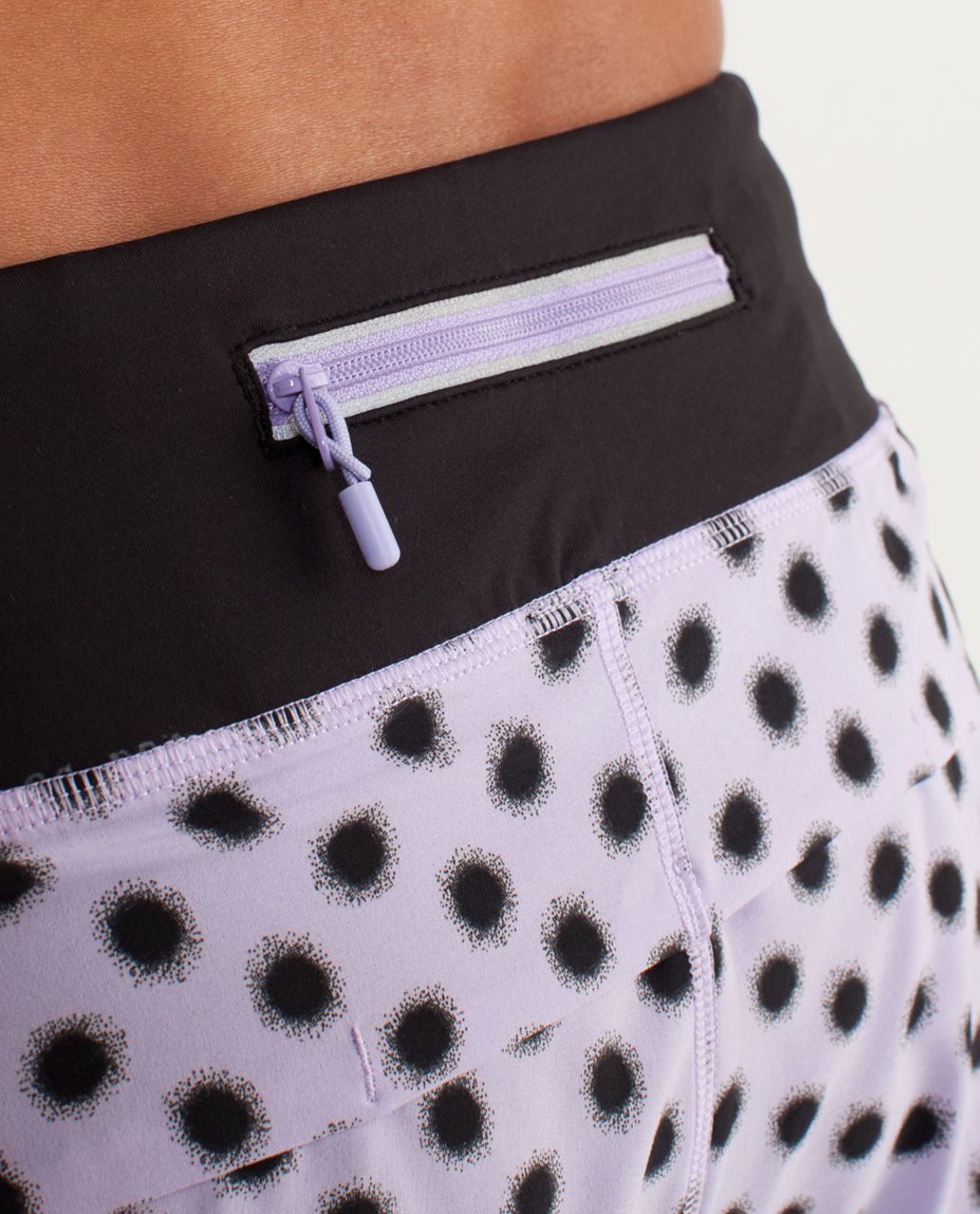 Lululemon Run:  Speed Short *Naked Seam - High Noon Dot Lilac / Black / Black