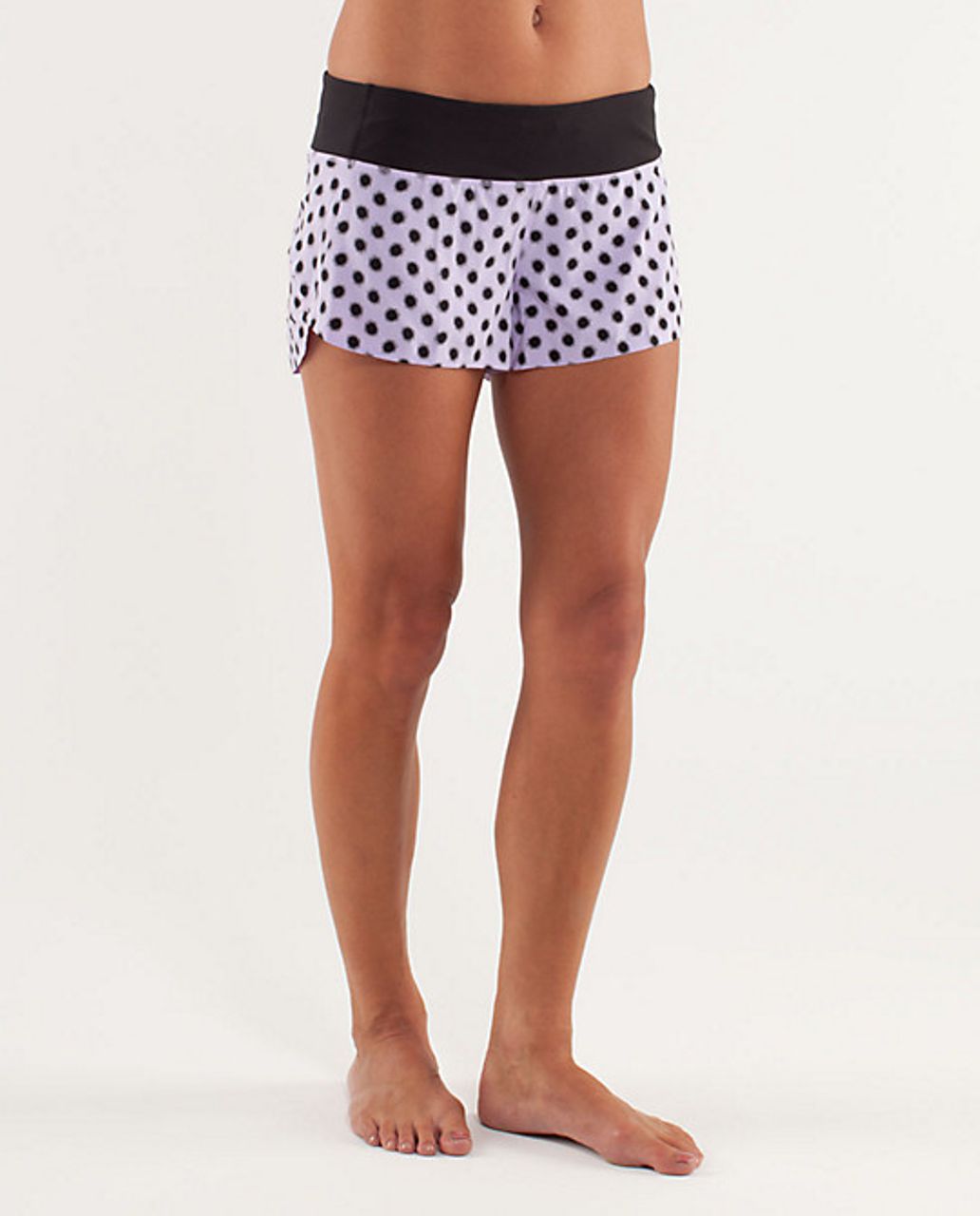 Lululemon Run:  Speed Short *Naked Seam - High Noon Dot Lilac / Black / Black