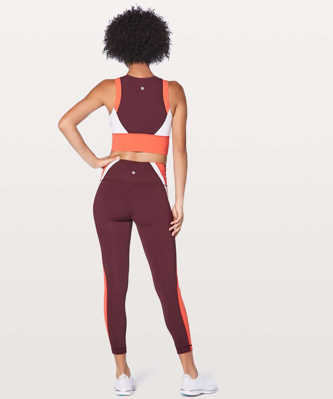 Lululemon Kick Serve Sweat Bra - Bordeaux Drama / Vivid Flame / White