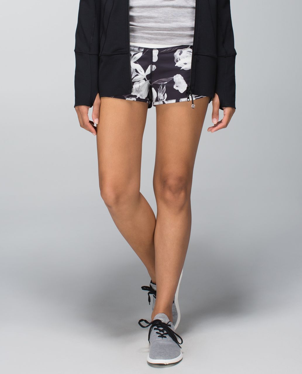 Lululemon Run:  Speed Short *2-way Stretch - Inky Floral Black Ghost / Ghost