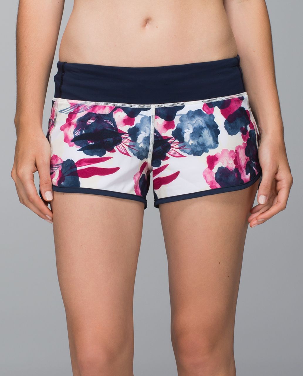 Lululemon Run:  Speed Short *4-way Stretch - Inky Floral Ghost Inkwell Bumble Berry / Inkwell