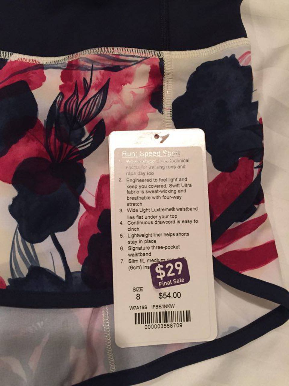 Lululemon Run:  Speed Short *4-way Stretch - Inky Floral Ghost Inkwell Bumble Berry / Inkwell