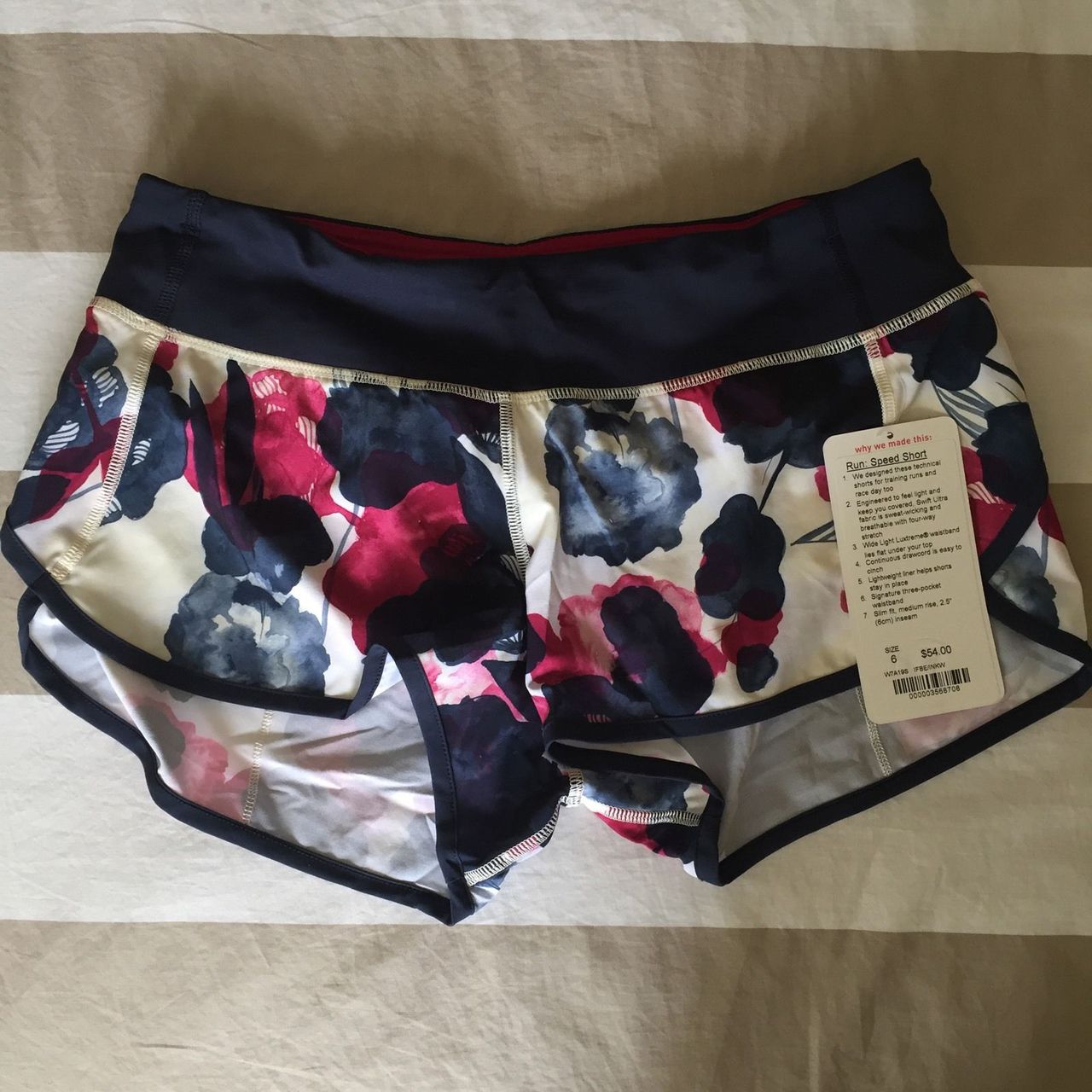 Lululemon Run:  Speed Short *4-way Stretch - Inky Floral Ghost Inkwell Bumble Berry / Inkwell