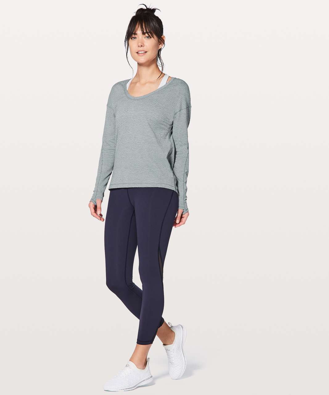 Lululemon Meant To Move Long Sleeve - Sheer Luon Pebble Jacquard V2 Arctic Grey Ice Grey