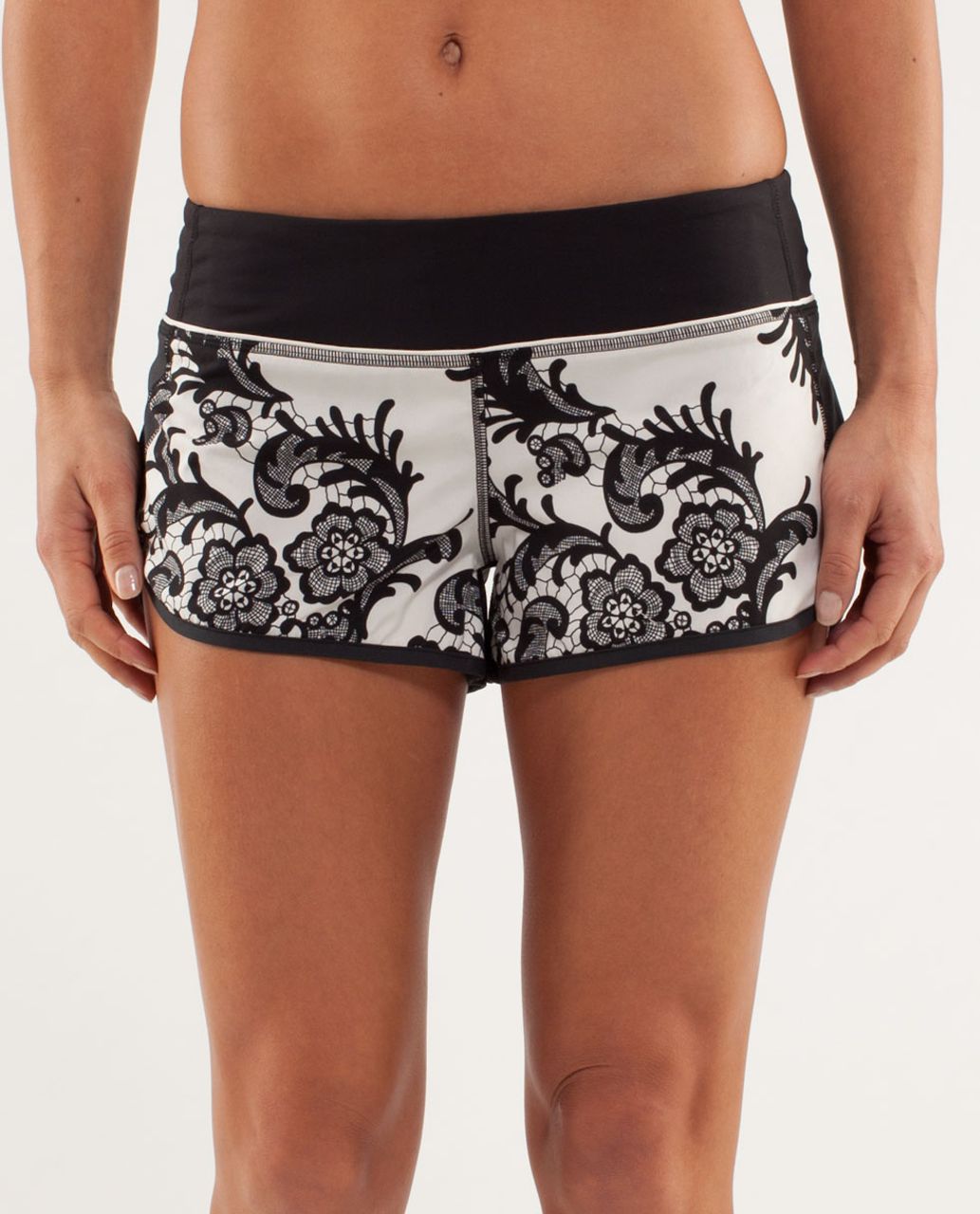 Lululemon Run:  Speed Short - Laceoflage Polar Cream Black / Black