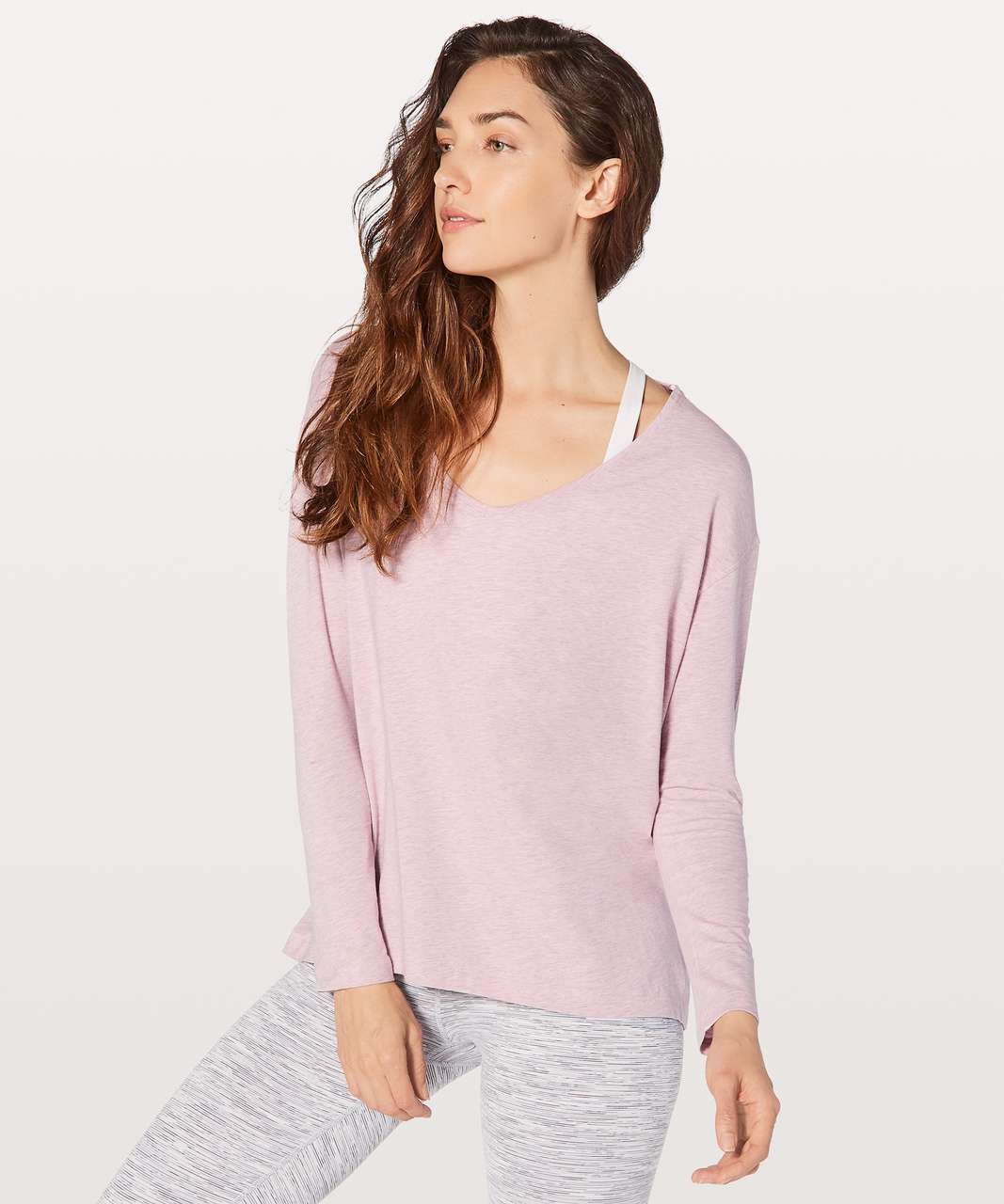 Lululemon Back In Action Long Sleeve V - Heathered Petals