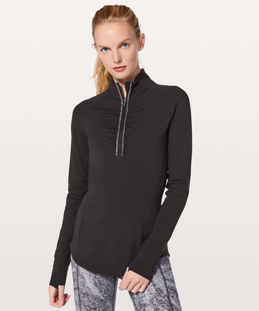 Lululemon Down for It All Cropped Half-Zip Pullover - Black - lulu