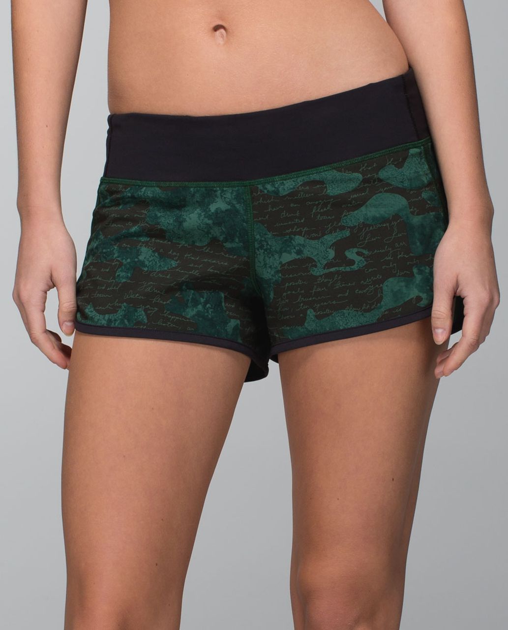 Lululemon Run:  Speed Short *4-way Stretch - Manifesto Script Camo Fuel Green / Black