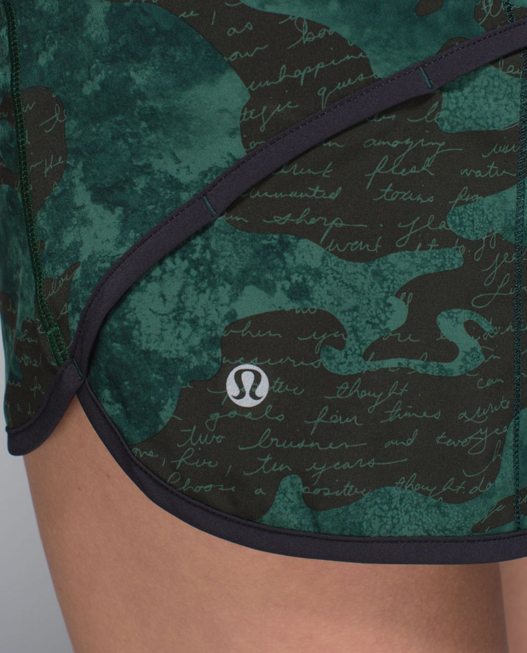 Lululemon Run:  Speed Short *4-way Stretch - Manifesto Script Camo Fuel Green / Black