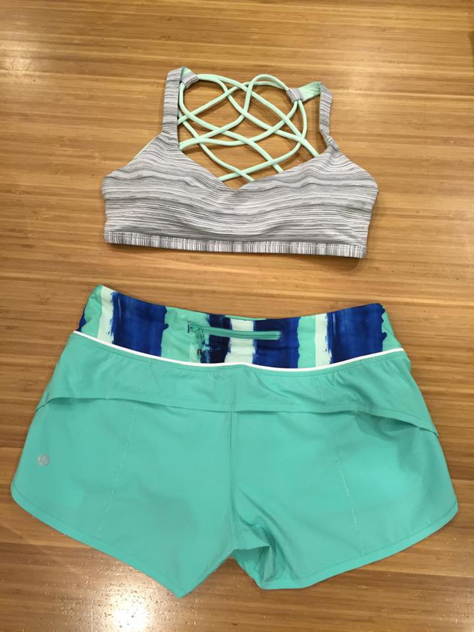 Lululemon Run:  Speed Short *4-way Stretch - Menthol / Brush Strokes Harbor Blue Menthol