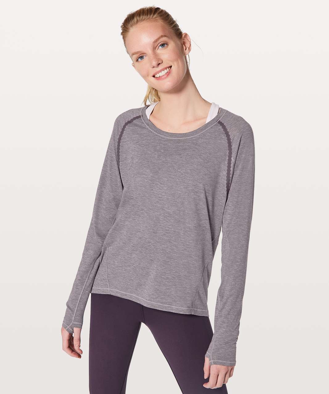 Lululemon Stop Drop & Squat Long Sleeve - Heathered Black Currant 