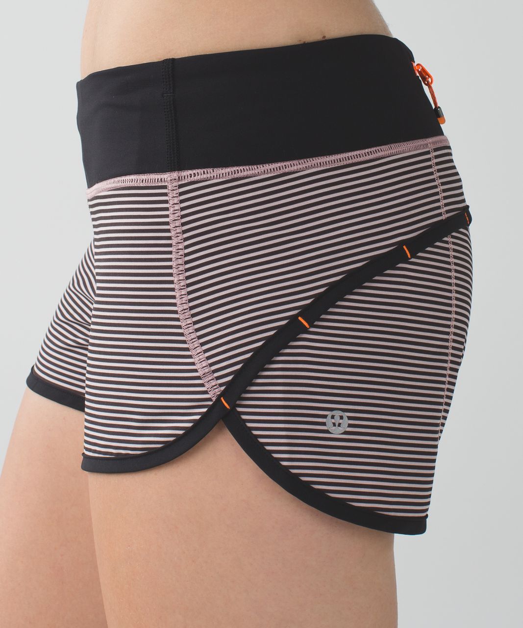 Lululemon Run:  Speed Short *4-way Stretch - Mini Pop Stripe Printed Mink Berry Black / Black