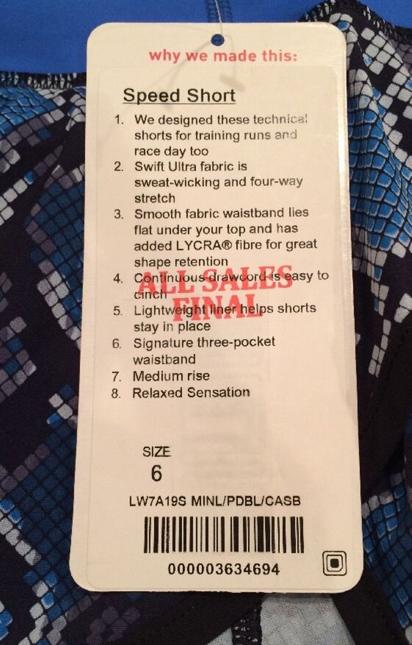 Lululemon Run:  Speed Short *4-way Stretch - Mini Ziggy Snake Caspian Blue Pipe Dream Blue / Pipe Dream Blue / Caspian Blue