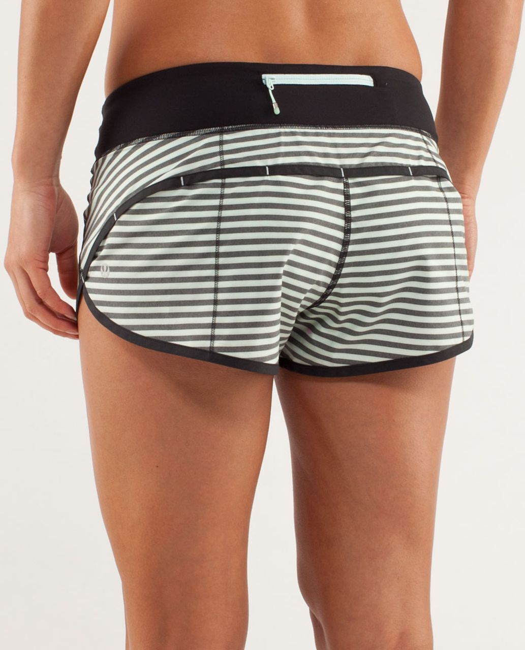 Lululemon Run:  Speed Short - Sea Stripe Mint Moment Black / Black