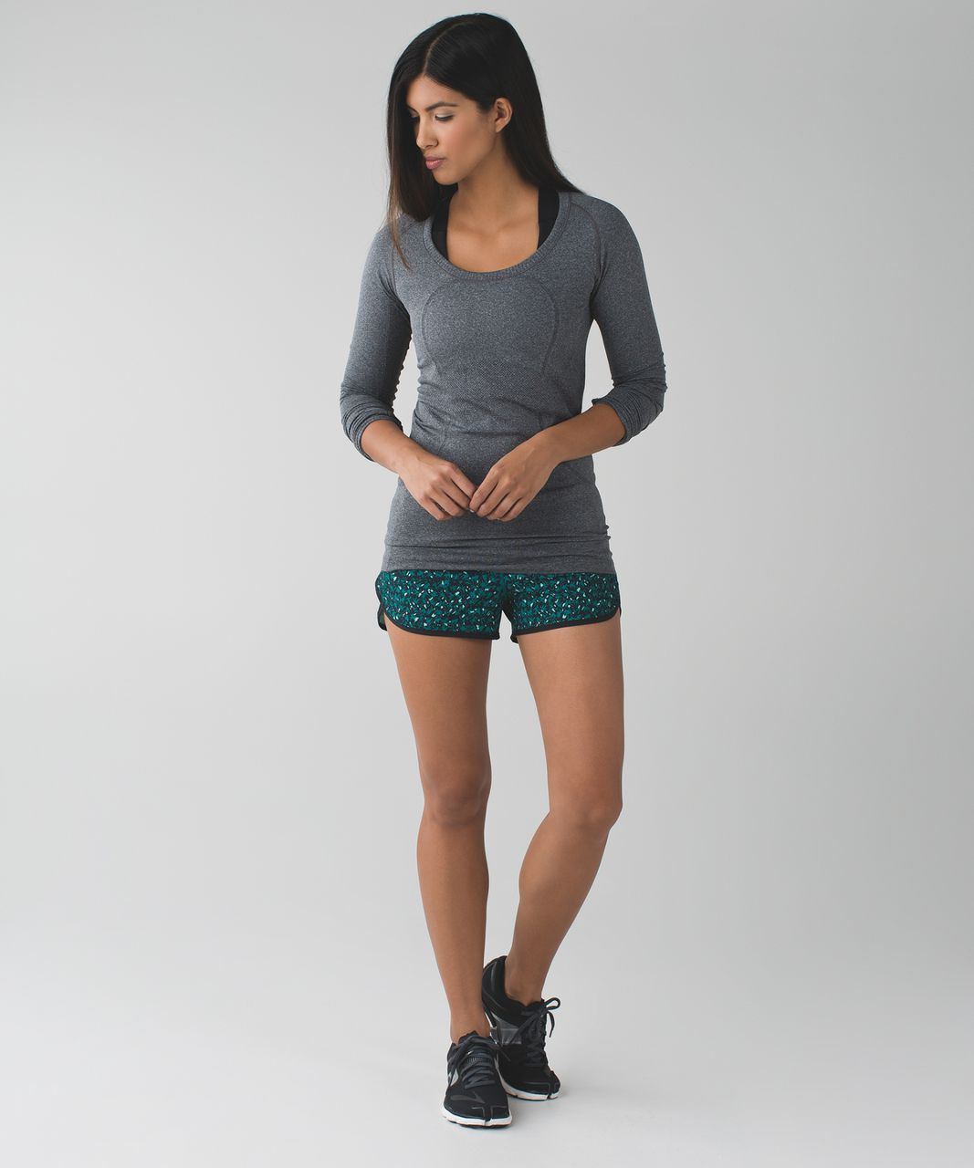 Lululemon Run:  Speed Short *4-way Stretch - Mountain Peaks Black Forage Teal / Black / Menthol