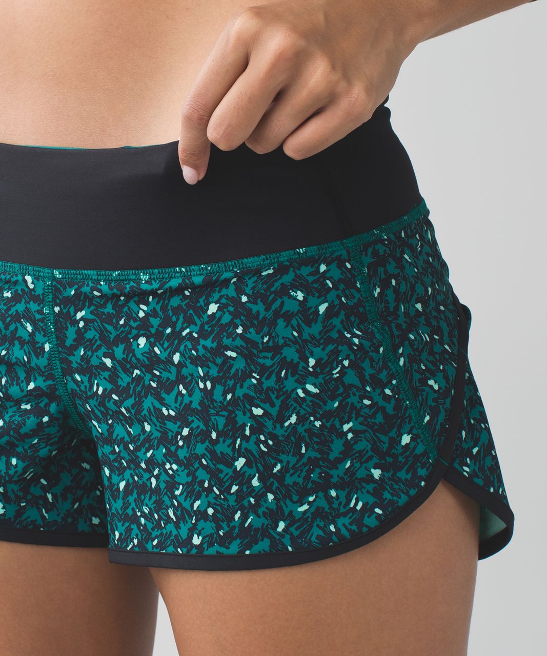 Lululemon Run:  Speed Short *4-way Stretch - Mountain Peaks Black Forage Teal / Black / Menthol