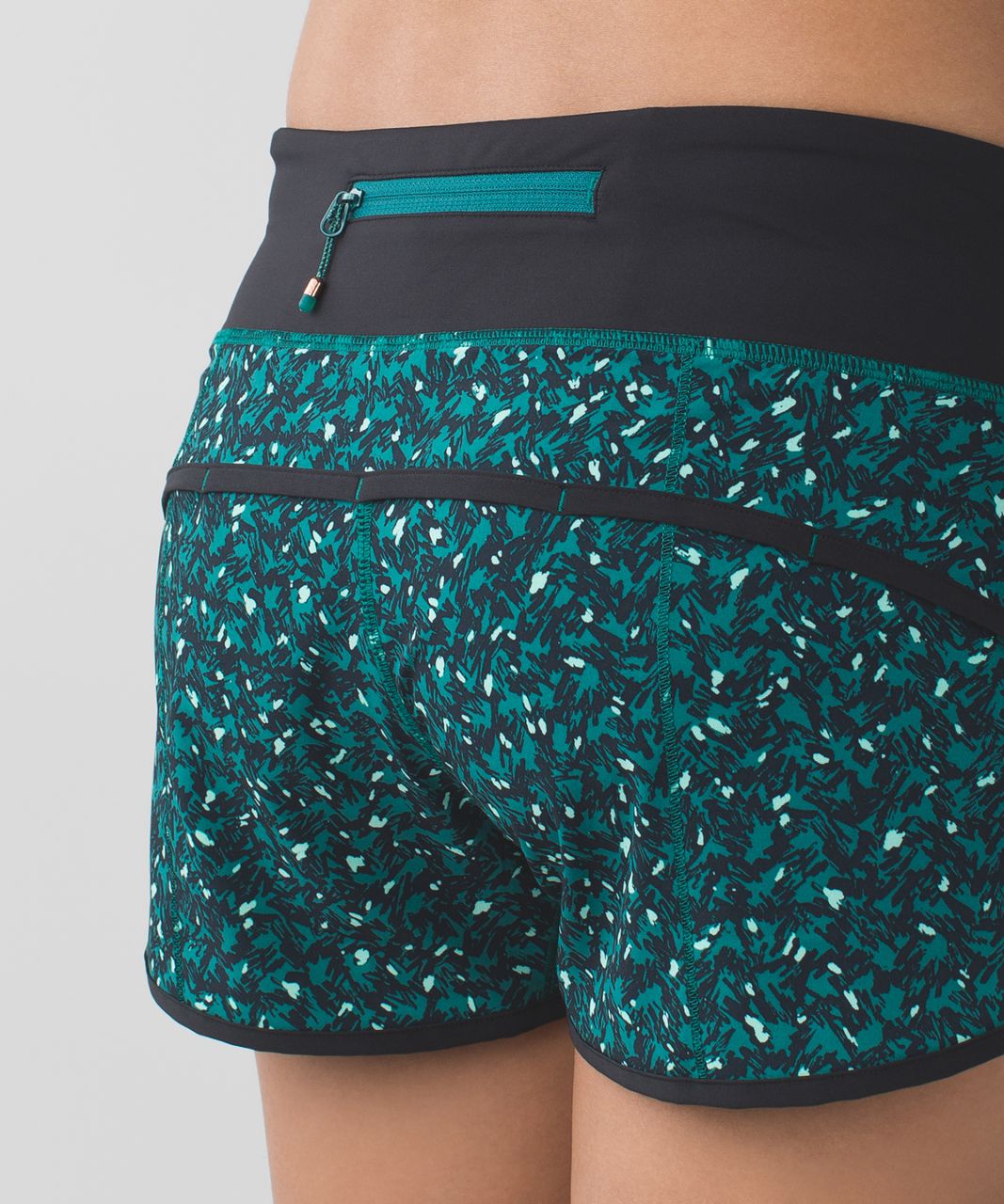 Lululemon Run:  Speed Short *4-way Stretch - Mountain Peaks Black Forage Teal / Black / Menthol