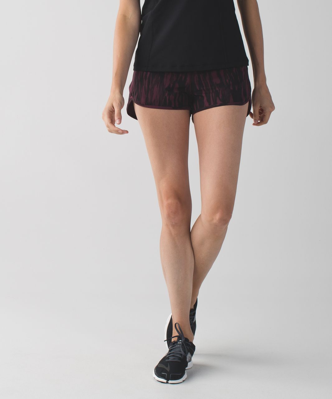 Lululemon Run:  Speed Short *4-way Stretch - Painted Animal Bordeaux Drama Black / Bordeaux Drama