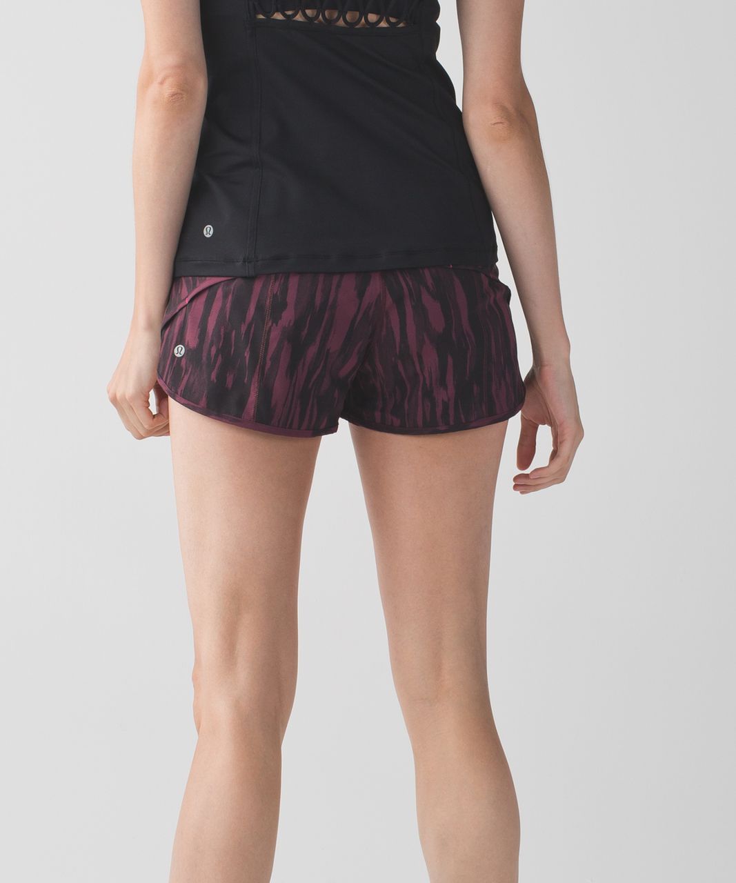 Lululemon Run:  Speed Short *4-way Stretch - Painted Animal Bordeaux Drama Black / Bordeaux Drama