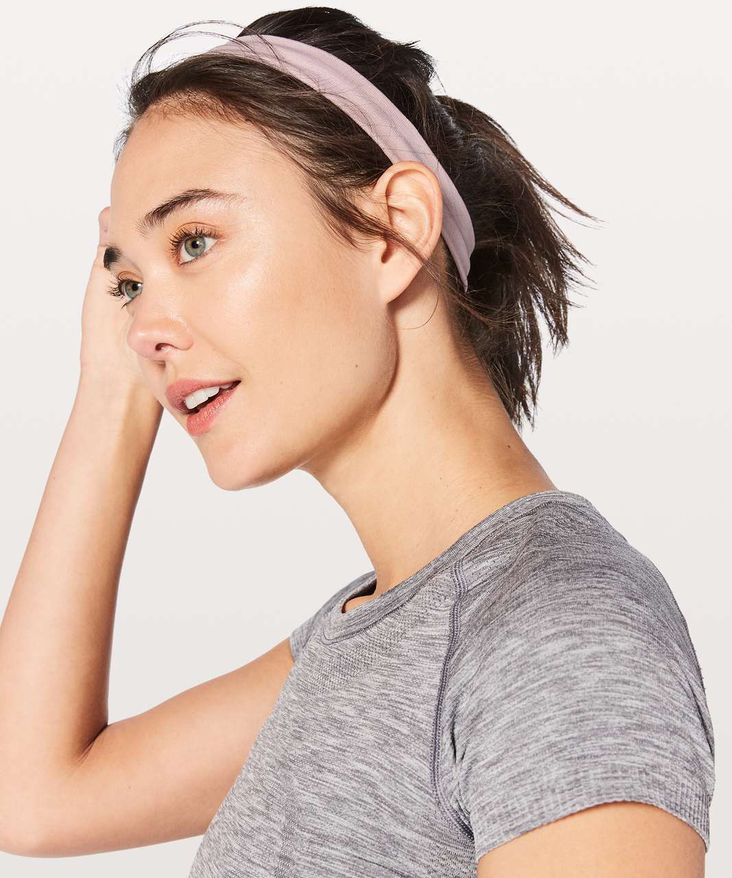 Lululemon Cardio Cross Trainer Headband - Porcelain Pink / White