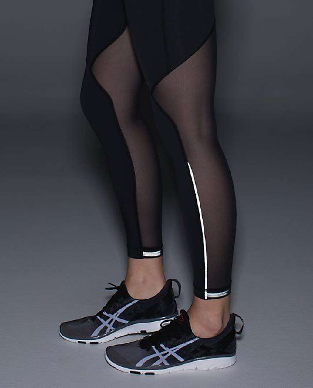 Lululemon Var-city Sexy Black Cross Side Sheer Mesh Running Sports Legging  Pant