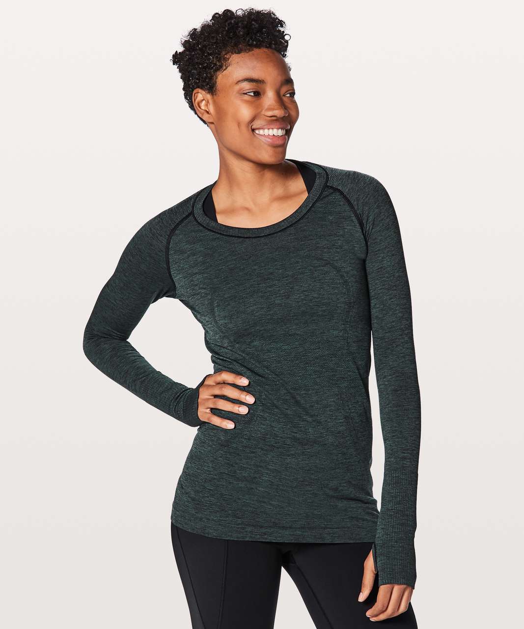 Lululemon Swiftly Tech Long Sleeve Crew - Barracks Green / Black - lulu  fanatics