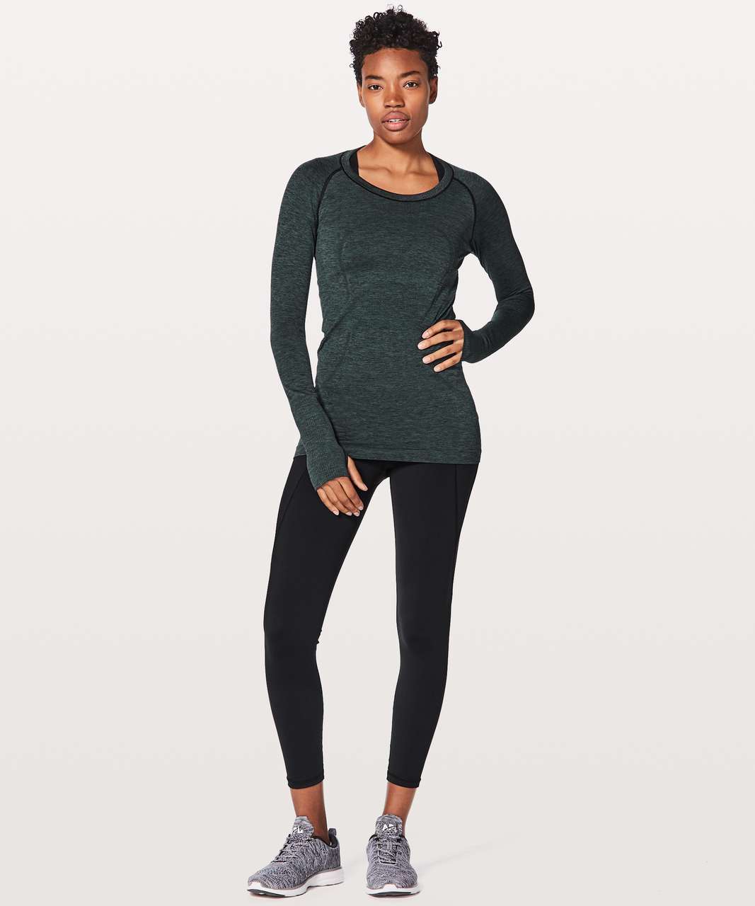 Lululemon Swiftly Tech Long Sleeve Crew - Teal Shadow / Black - lulu  fanatics