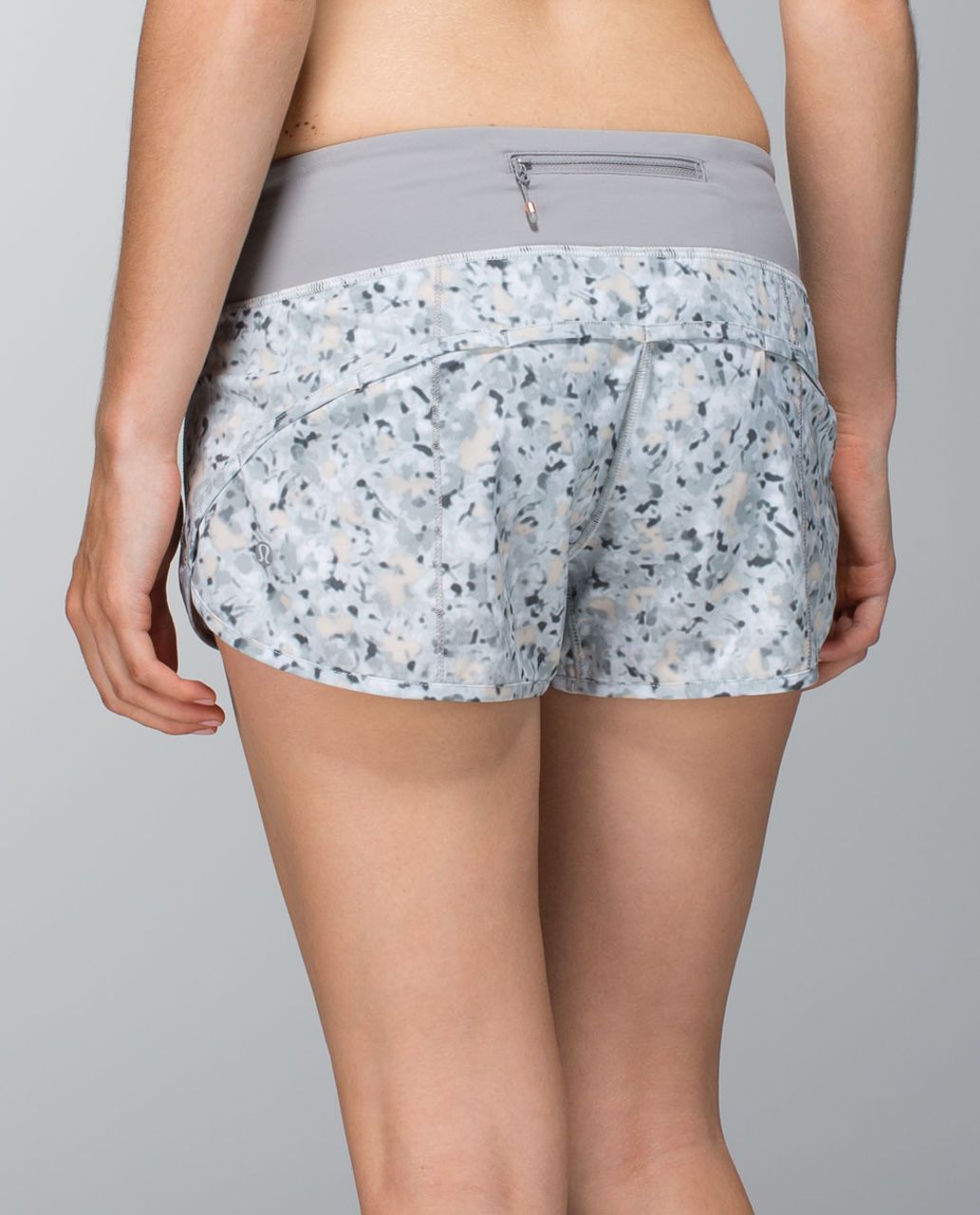 Lululemon Run:  Speed Short *4-way Stretch - Not So Petite Fleur Silver Spoon / Ambient Grey