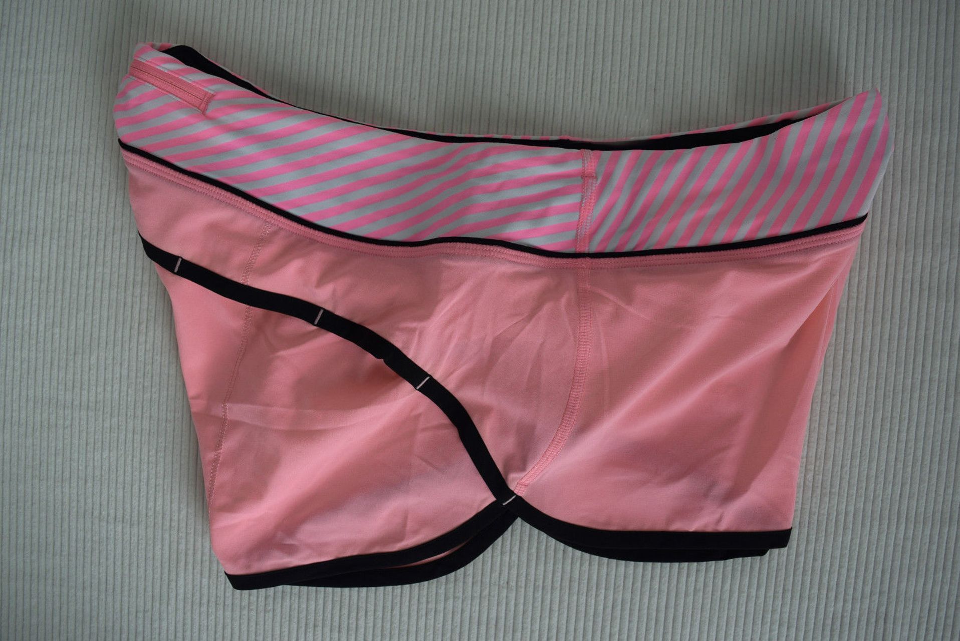 Lululemon Run:  Speed Short - Pink Shell / Classic Stripe White Pink Shell / Black