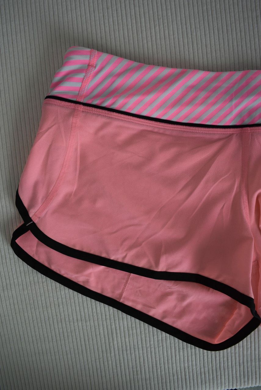 Lululemon Run:  Speed Short - Pink Shell / Classic Stripe White Pink Shell / Black