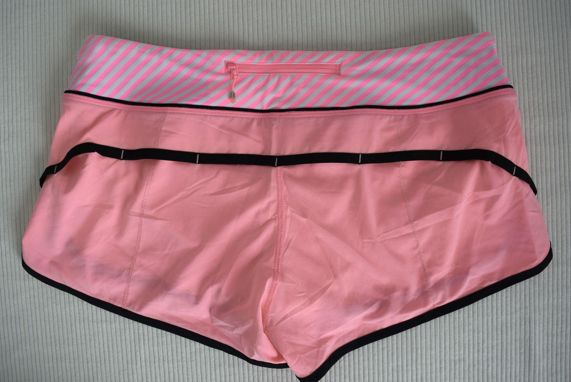 Lululemon Run:  Speed Short - Pink Shell / Classic Stripe White Pink Shell / Black