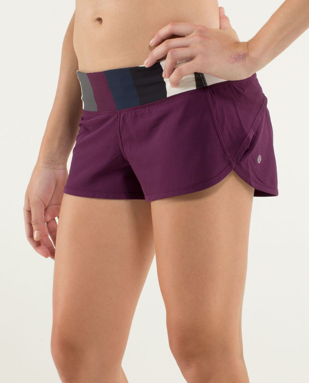 Lululemon Run:  Speed Short - Plum / Pow Stripe Angel Wing